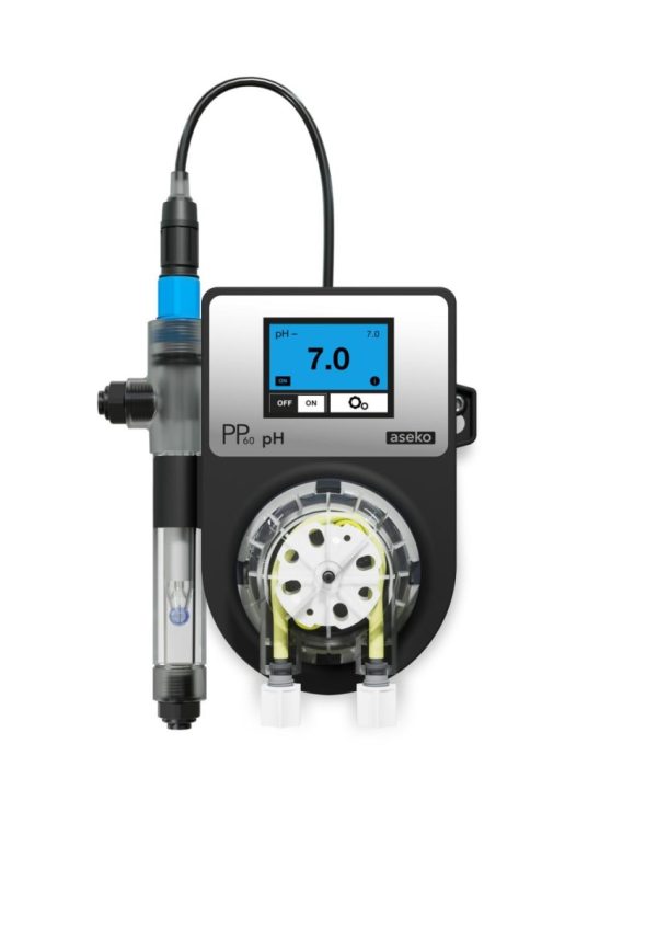 ASEKO PH DOSERING PP60 PH med en sond och visat pH-värde på 7,0.