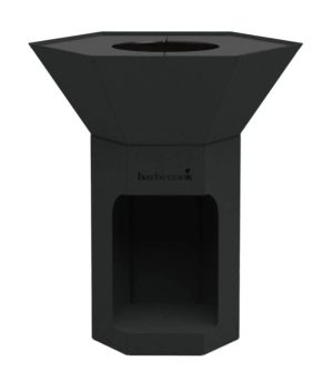 Modern svart GRILL NESTOR BARBECOOK SVART med hexagonal form och ihålig botten.