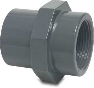 ASEKO ANSLUTNINGSSATS 5-PACK, grå PVC-koppling med gängad ände för VVS-installationer.