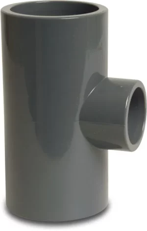 ASEKO ANSLUTNINGSSATS 5-PACK innehåller grå T-formade PVC-rörkopplingar med tre öppningar.