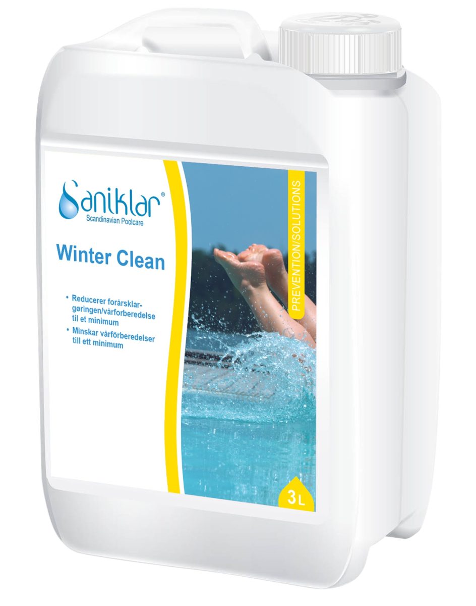 Vit 3L NATURAL BLUE (kopia)-behållare med en bild av en pool och stänkande vatten på framsidan.